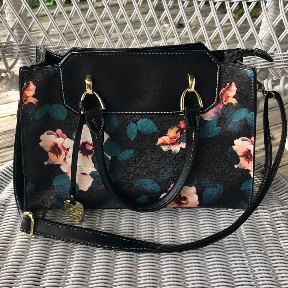 London Fog Faux Leather Floral Purse Satchel Handbag - Picture 4 of 10